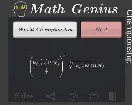 Math Championship mobile game interface