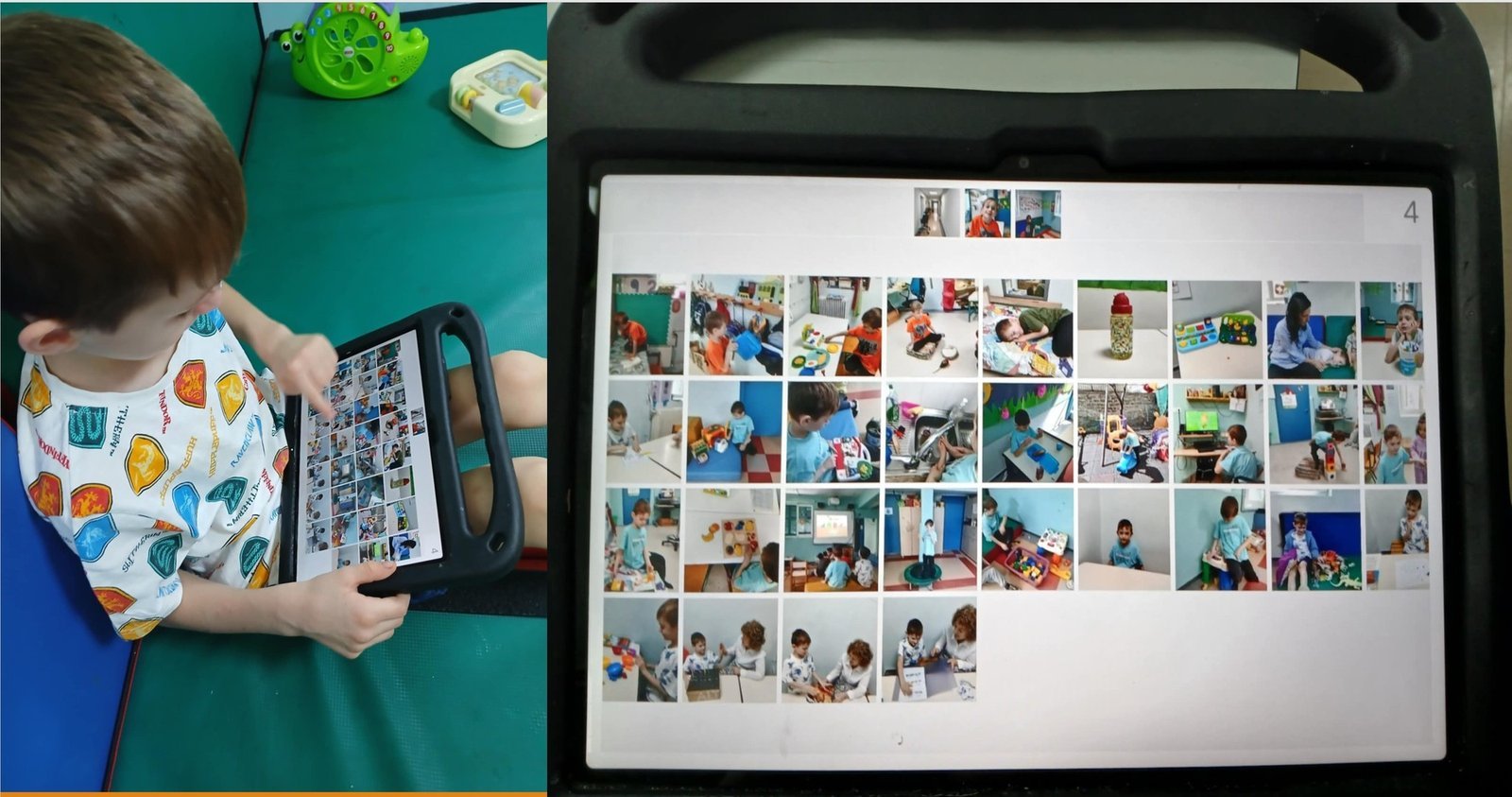 A child using the MyVoice visual communication app on a tablet