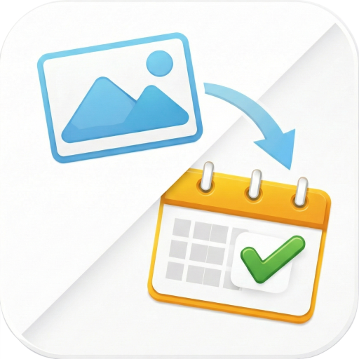 Photo to Calendar app icon showing an image becoming a calendar event